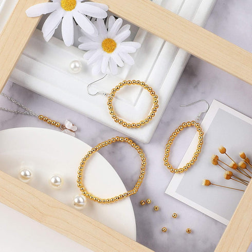 1200Pcs 4mm Smooth Round Beads Gold Spacer Loose Ball Beads for Bracelet Jewelry Making Craft...
